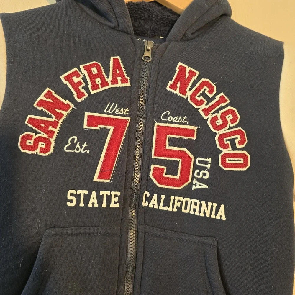 San Francisco California Kids Hoodie Embroider Sweatshirt Red White Blue Size 6